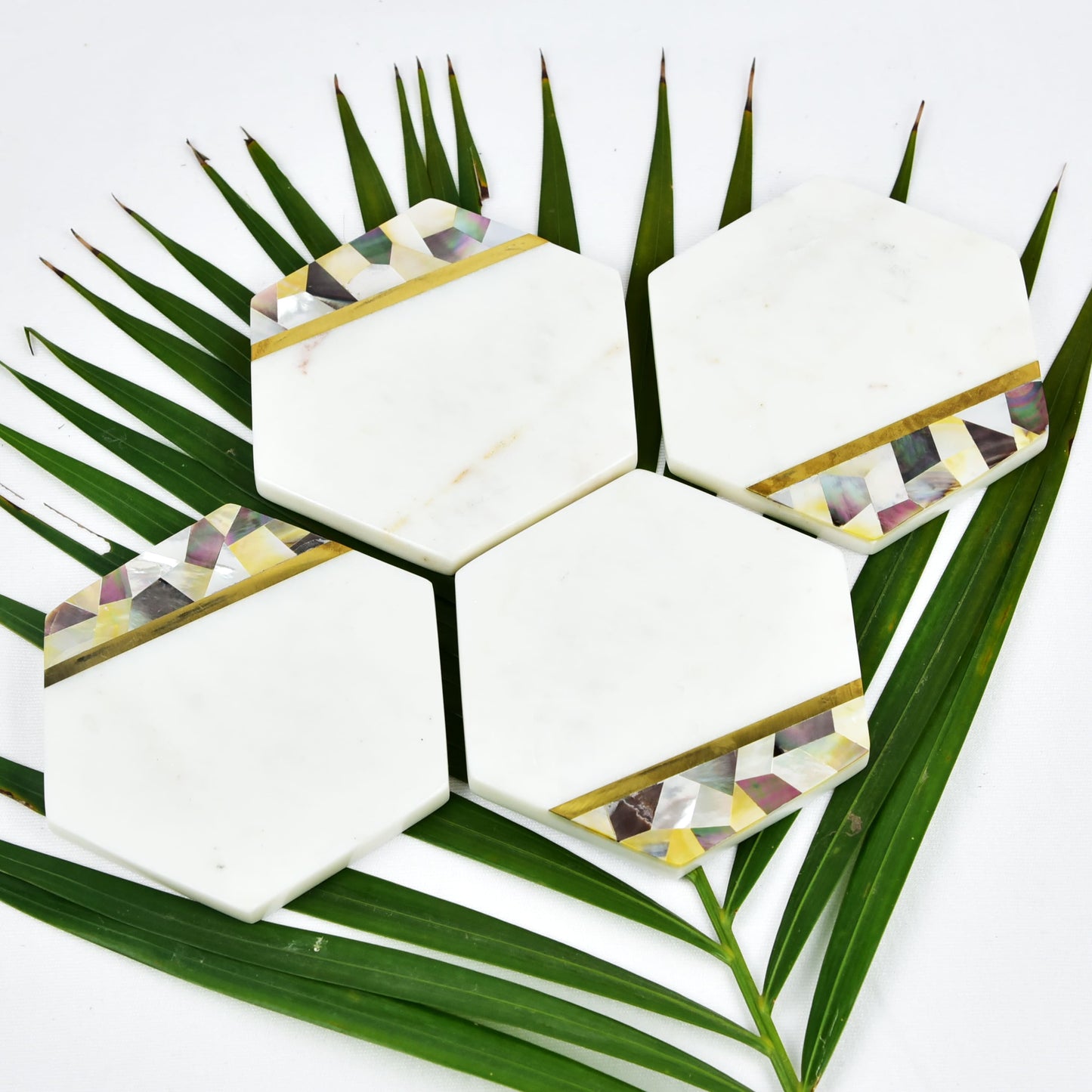 Aikám Marble Inlay Coaster - Set of 4