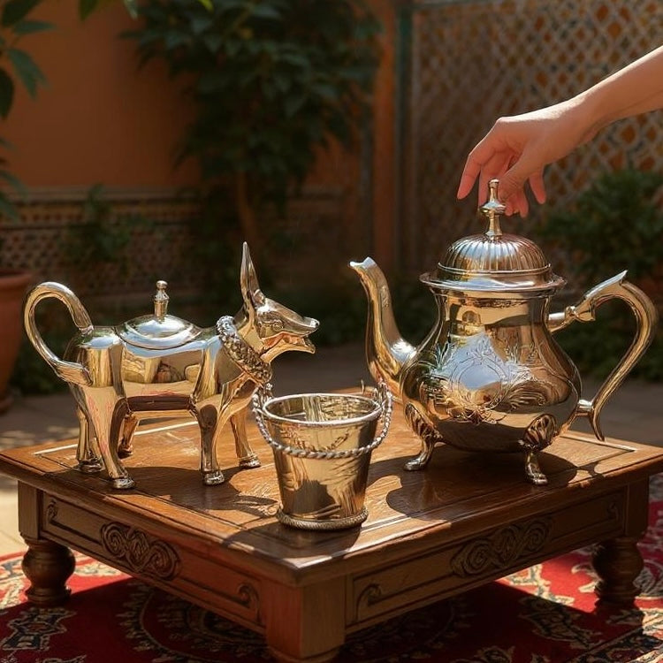 Méhfil-é-Khaas - A unique 3 piece tea set in brass