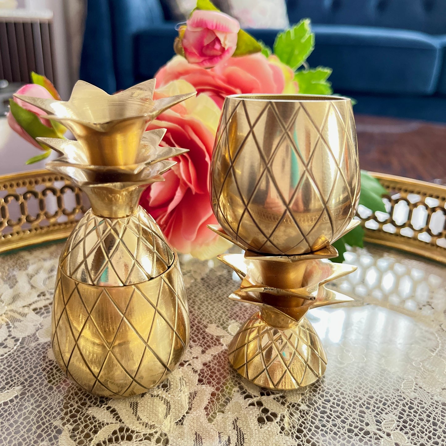 Suróor - Set of 2 mini glasses in brass