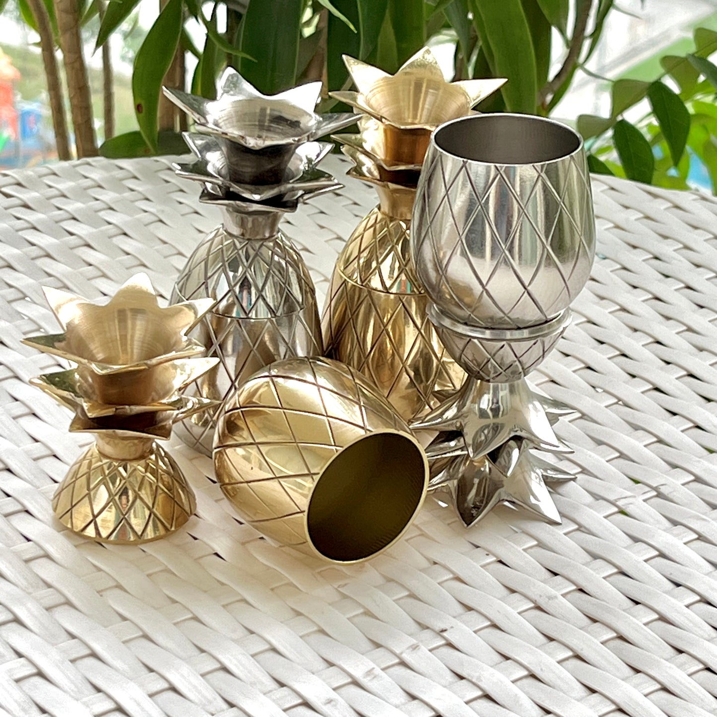 Suróor - Set of 2 mini glasses in brass