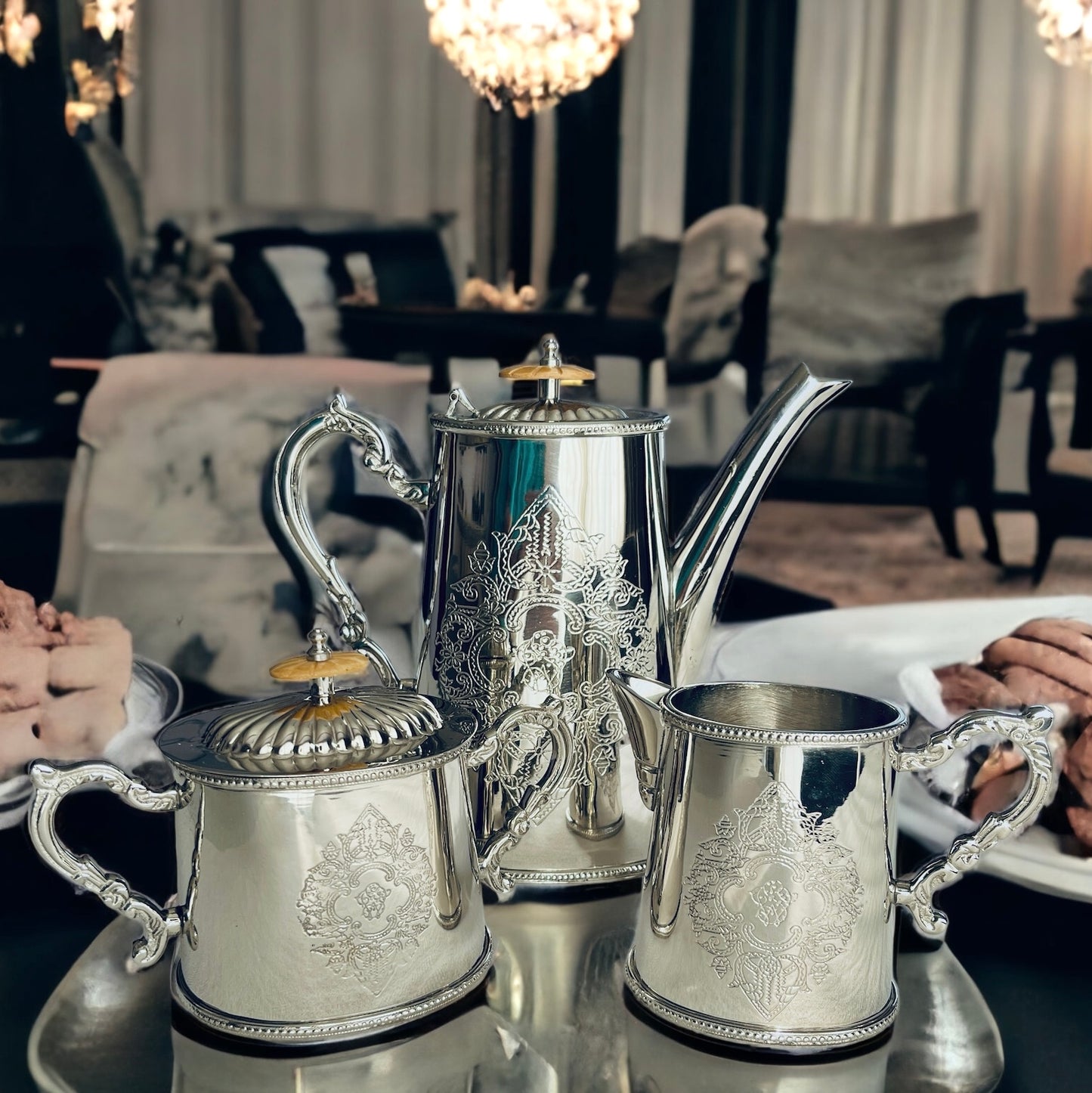 Méhfil-é-Jashn - 3 piece tea set made in brass