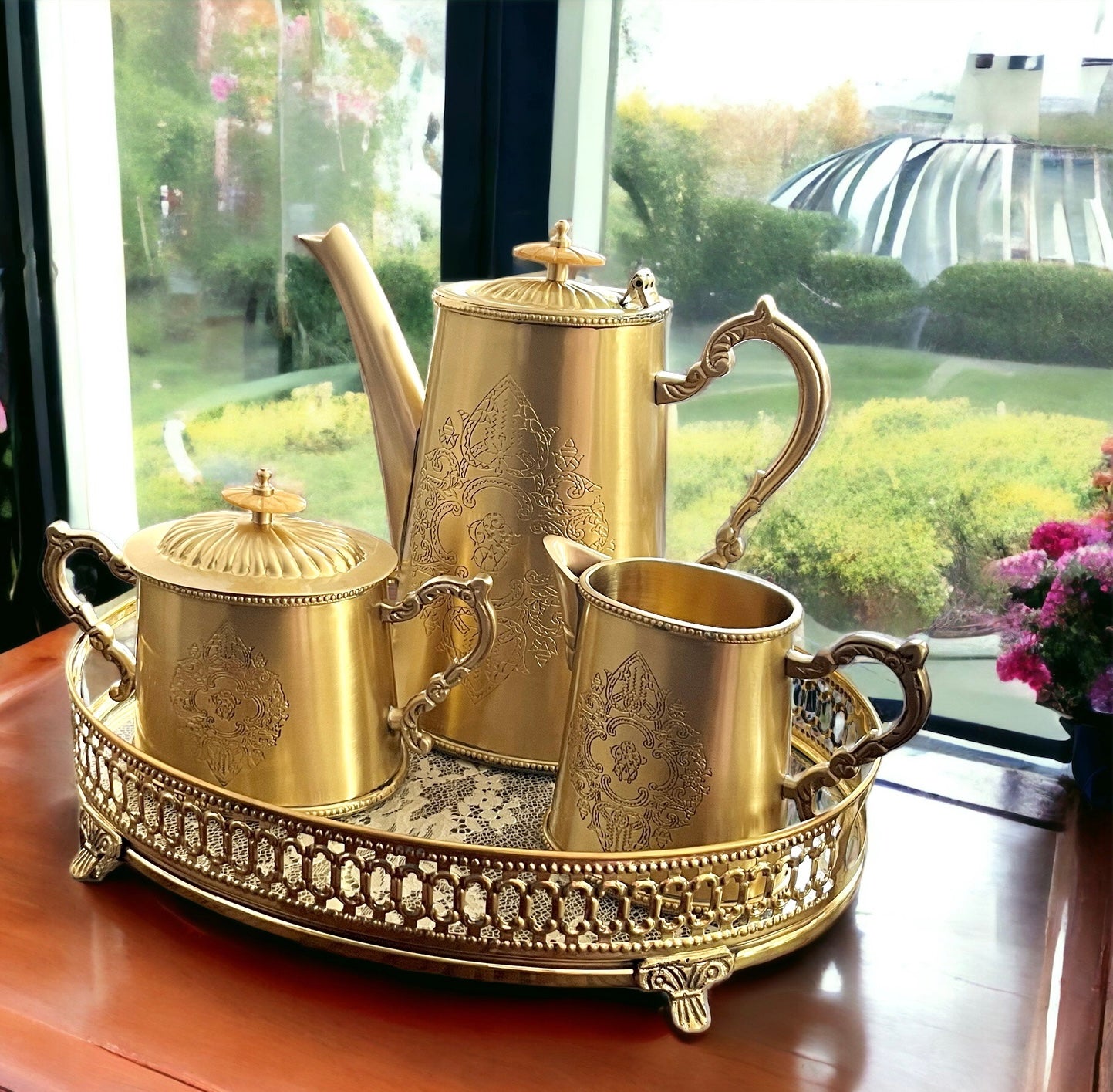 Méhfil-é-Jashn - 3 piece tea set made in brass