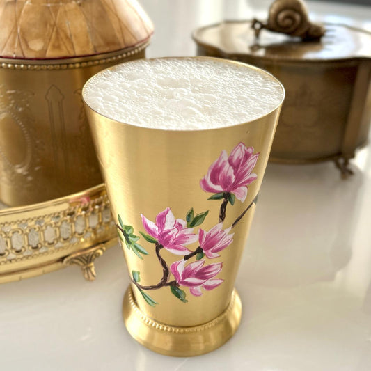 Patiala - Brass Glass with handpainted florals