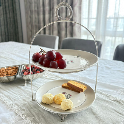 Gulzaar - 2 tier platter in Porcelain and Brass