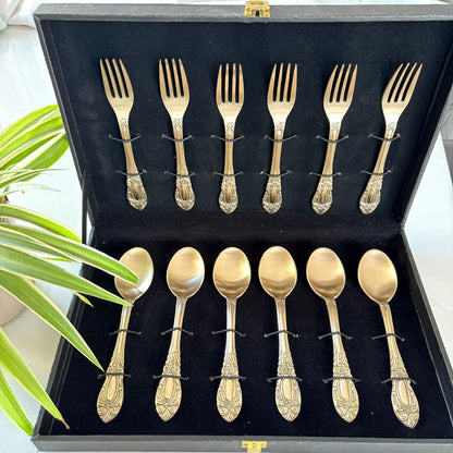 Ruáab - 12 pc Spoons & Forks set in Brass