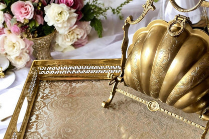 Názm Ziba - Rectangle Brass tray with delicate fabric