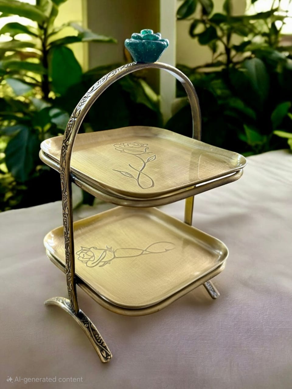 Zarista – Brass Two-Tier Platter