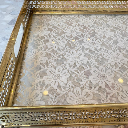 Názm Ziba - Rectangle Brass tray with delicate fabric