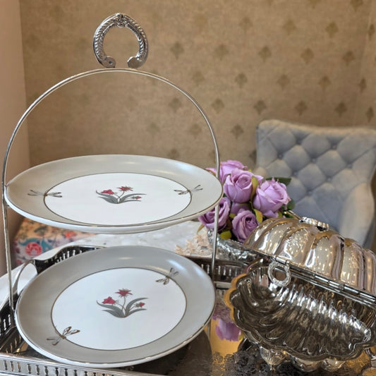 Gulzaar - 2 tier platter in Porcelain and Brass