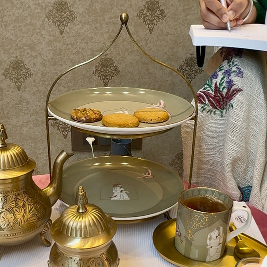 Behruz - 2 Tier platter in brass and porcelain