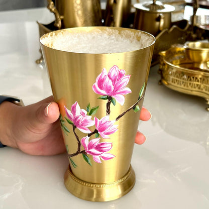 Patiala - Brass Glass with handpainted florals