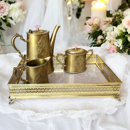 Názm Ziba - Rectangle Brass tray with delicate fabric