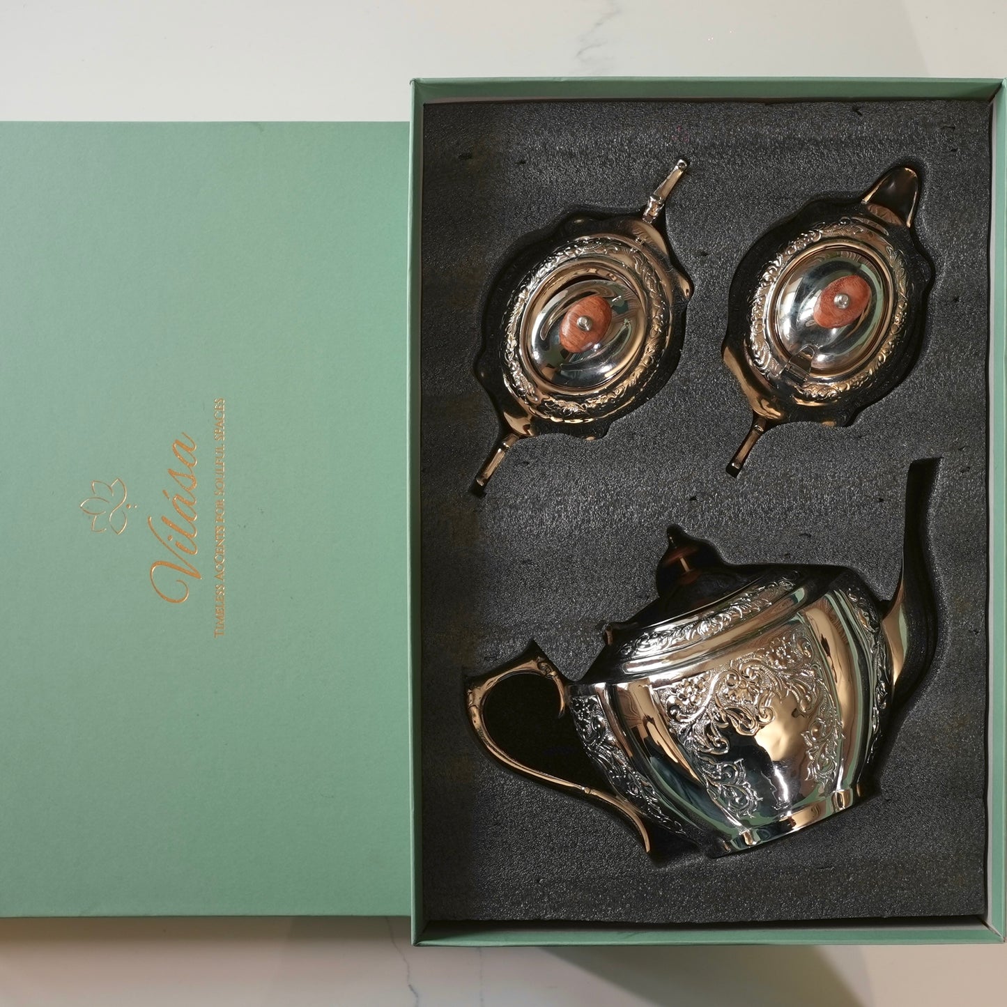 Mehfil-e-Naqsh - A Royal 3-Piece Brass Tea Set