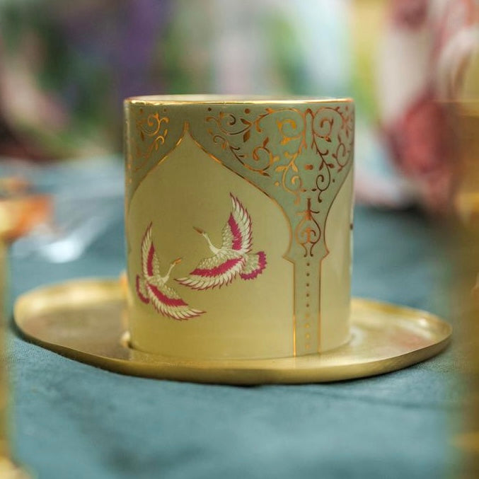 Behruz - Set of 2 Fine Porcelain Tea Cups with 24 Kt Gold