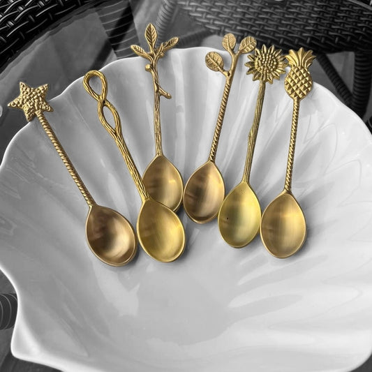 Mitháas - Brass Desset Spoons, Set of 6