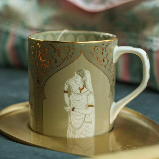 Behruz - Set of 2 Fine Porcelain Tea Cups with 24 Kt Gold