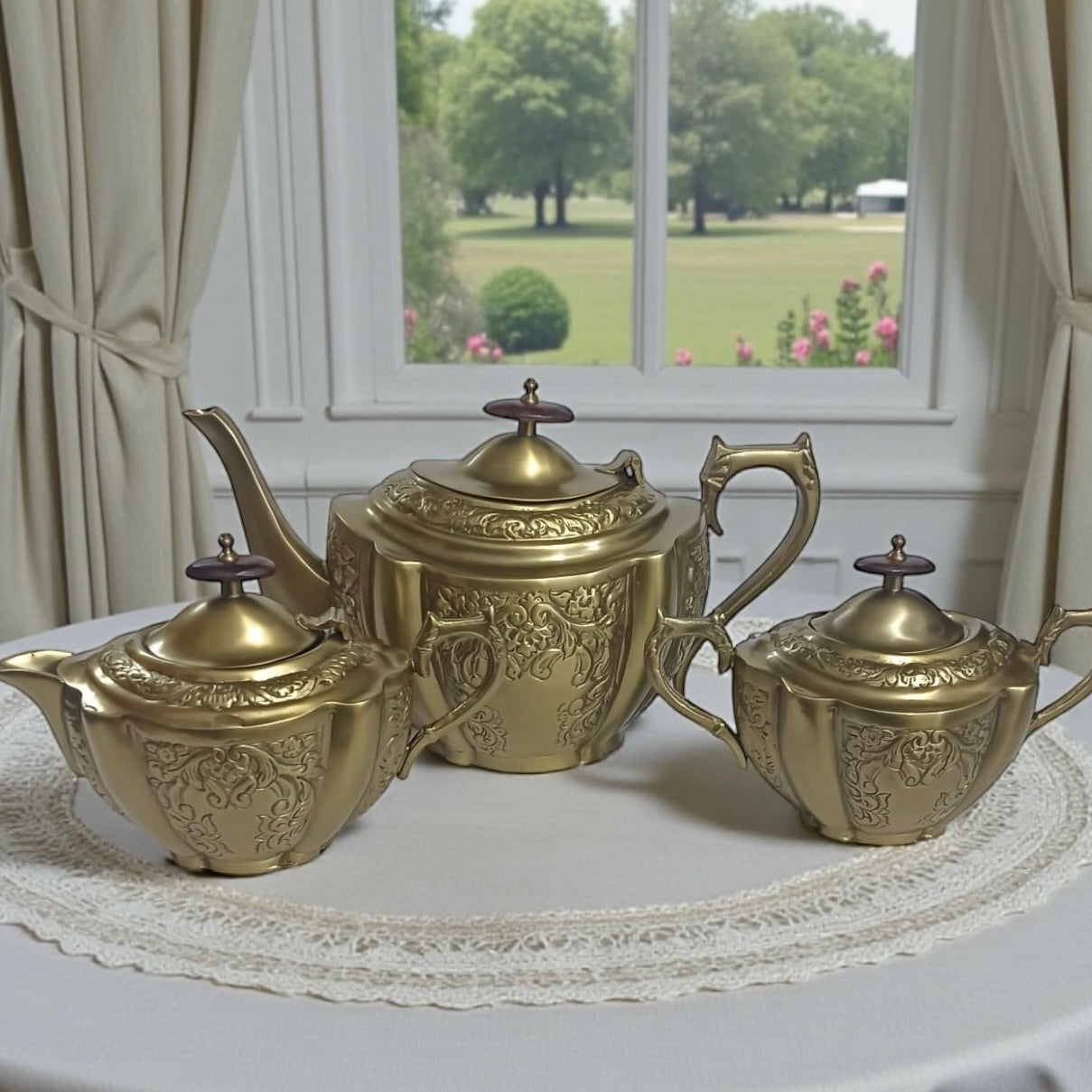 Mehfil-e-Naqsh - A Royal 3-Piece Brass Tea Set