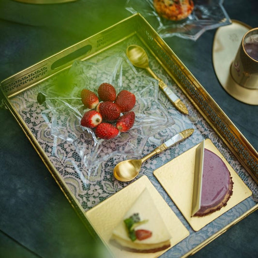 Názm Ziba - Rectangle Brass tray with delicate fabric