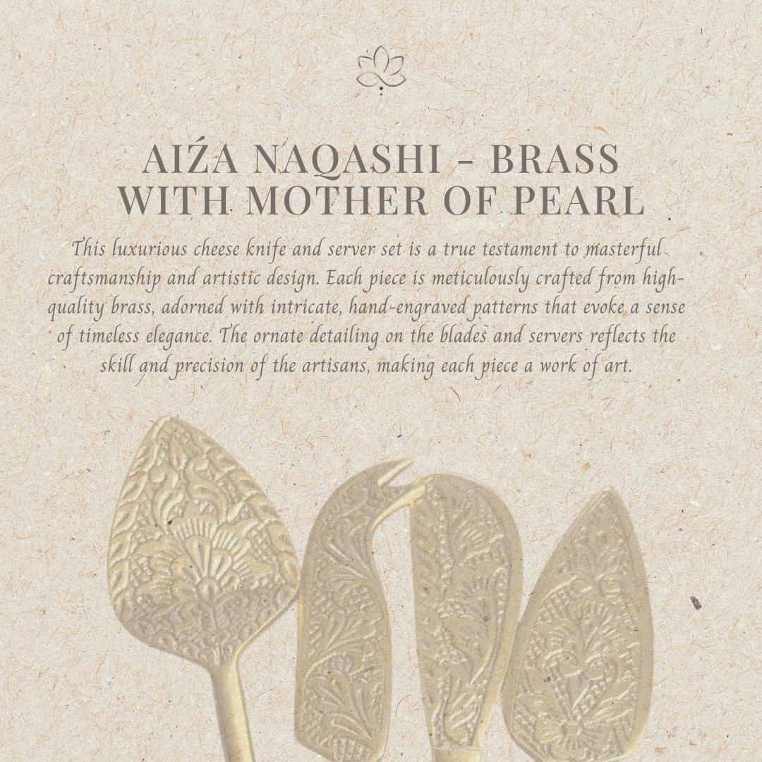 Aiźa Naqashi - Brass with Mother of Pearl 4 pc cheese set