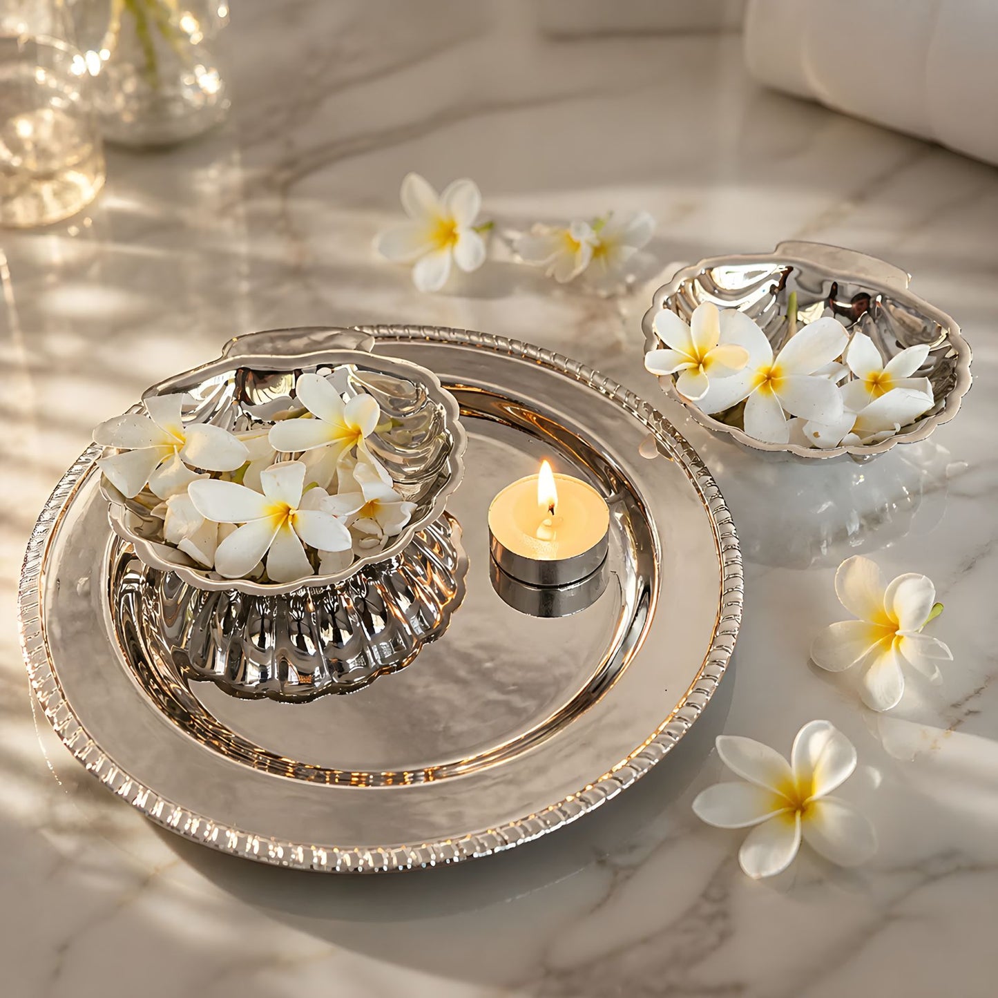 Mahrin - Set of 2 Shell Dish in Brass