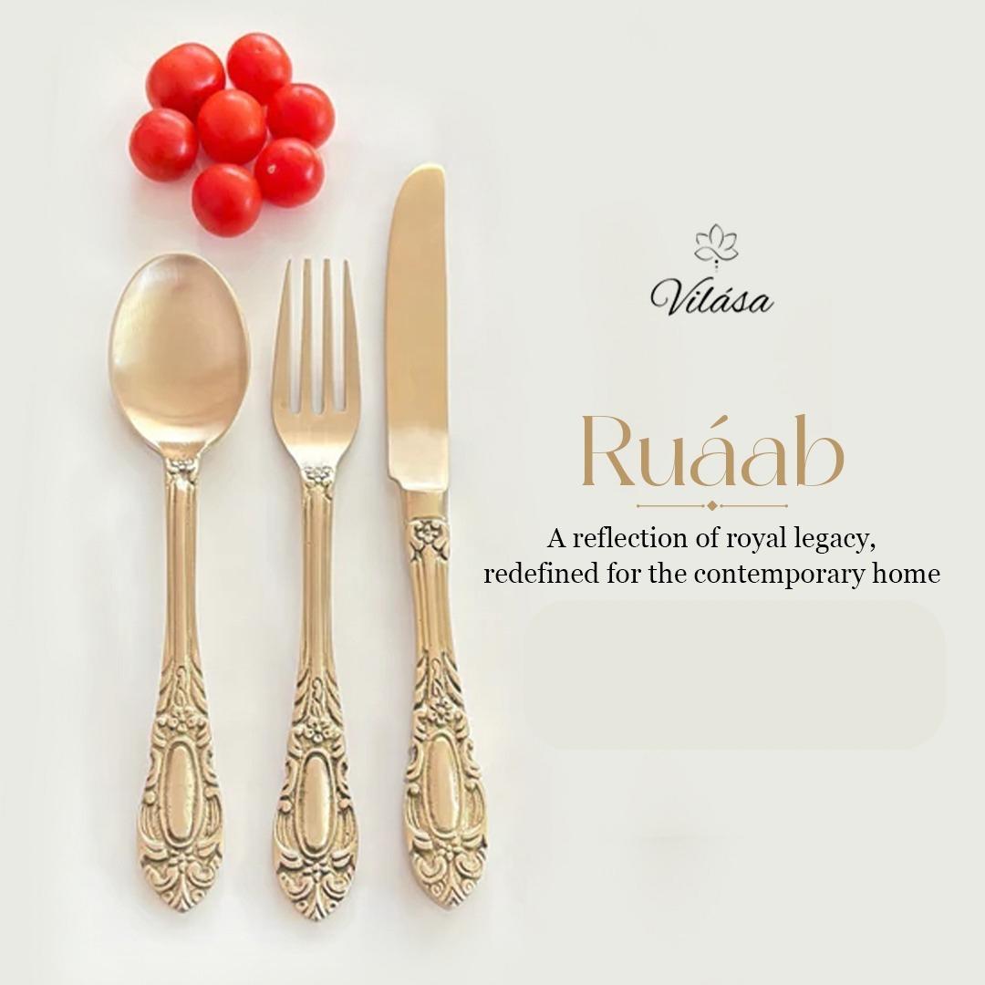 Ruáab - 12 pc Spoons & Forks set in Brass