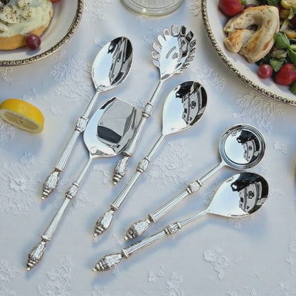 Amála - Chandi set of 6 Serving Spoons in brass